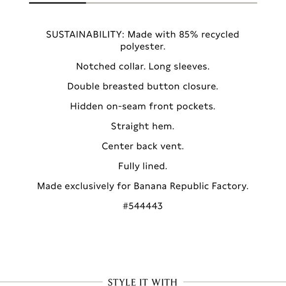 Banana Republic Factory Beige Double-Breasted Coat NWT - Picture 2 of 6